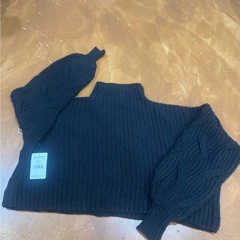 Free People Black Cowl Neck Sweater